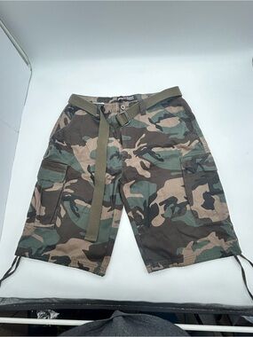 Vintage Y2K PJ Mark Fatigue Cargo Shorts With Utility Belt size 38